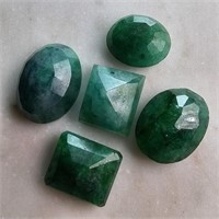64.85 Ct Faceted Colour Enhanced Emerald Stones Lo