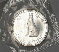 1967 PL Canada Silver 50 Cents in Mint Plastic