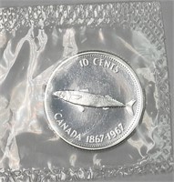 1967 PL Canada Silver 10 Cents in Mint Plastic