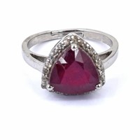 APPR $1700 Ruby Ring 4 Ct 925 Silver