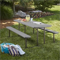 Outdoor 6 Foot Folding Picnic Table, Comfortably S