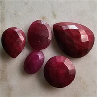 61 Ct Faceted Colour Enhanced Ruby Stones Lot of 5