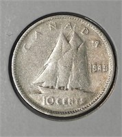 1945 Canada Silver 10 Cents