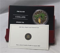 Canada $5 2005 Colored Silver Maple Leaf