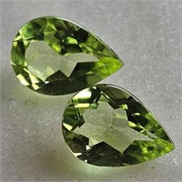 1.15 Ct Faceted Peridot Gemstones Pair of 2 Pcs, P