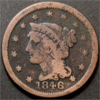 USA Braided Hair  large Cent 1846