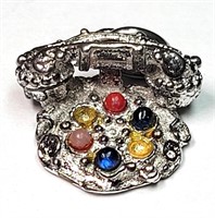 .925 Silver Charm Phone with Coloured Stones