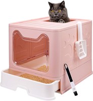 Foldable Cat Litter Box  Top Entry (Pink  Large)