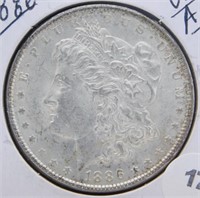1886 UNC/AU Morgan Silver Dollar.
