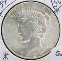 1934 BU Peace Silver Dollar.