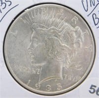 1935 UNC/BU Peace Silver Dollar.