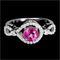 Surface Coated Round Pink Topaz 6mm Simulated Cz 9