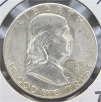 1953-S UNC/BU Franklin Silver Half Dollar.
