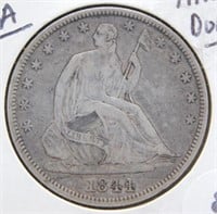 1844 Seated Liberty Silver Half Dollar.