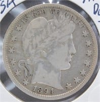 1894-O Barber Silver Half Dollar.