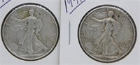 (2) 1941 Walking Liberty Silver Half Dollars.