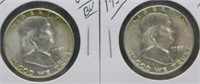 (2) 1955 UNC/BU Franklin Silver Half Dollars.