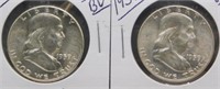 (2) 1959 UNC/BU Franklin Silver Half Dollars.