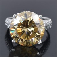 APPR $3800 Moissanite Ring 11.2 Ct 925 Silver