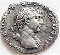 Trajan AD98-117 silver Denarius Ancient coin 19mm
