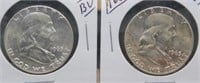 (2) 1963 UNC/BU Franklin Silver Half Dollars.