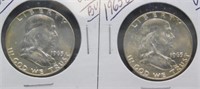 (2) 1963-D UNC/BU Franklin Silver Half Dollars.