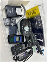 Box of Cobra Walkie Talkies, Camera Batteries
