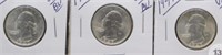 (3) 1947-S UNC/BU Washington Silver Quarters.