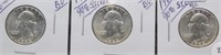 (3) 1964 UNC/BU Washington Silver Quarters.