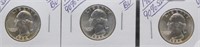 (3) 1964 UNC/BU Washington Silver Quarters.