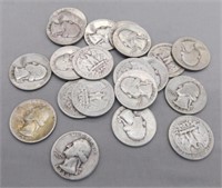 (20) Assorted Dates 1940-1949 Washington Silver