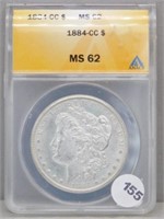 1884-CC ANACS MS 62 Morgan Silver Dollar.