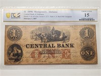 $1 Central Bank Alabama Feb 1857