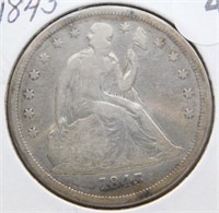 1843 Liberty Seated Dollar.