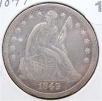 1849 Liberty Seated Dollar.