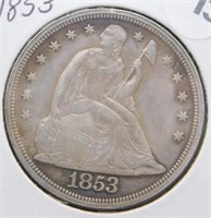 1853 Liberty Seated Dollar.