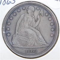 1863 Liberty Seated Dollar.