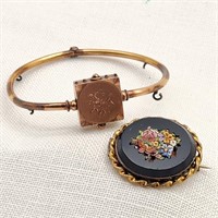 Antique Bracelet & Millefiori Pin