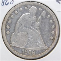 1868 Liberty Seated Dollar.