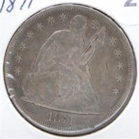 1871 Liberty Seated Dollar.