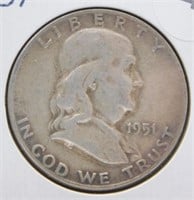 1951-S Franklin Half Dollar.