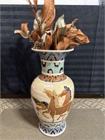 Modern Ceramic vase w horses 21"h
