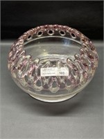 Vtg. 2 pc mould art glass bowl w cut out edge