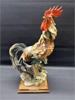 Signed Capodimonte G. Armani Rooster on wood base