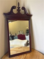 Antique Mahogany mirror with finial 22"x43"h