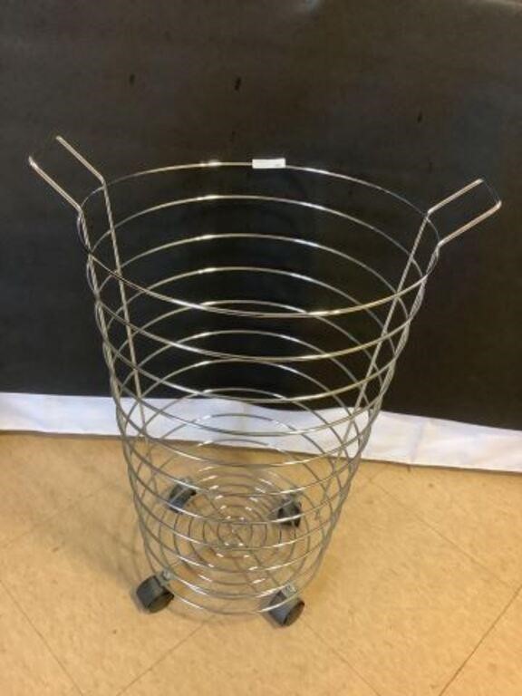 Stainless steel basket on wheels 16'x24"h