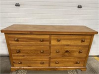 Custom made pine six drawer dresser