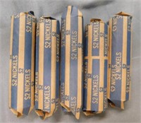 (5) Rolls of Old Jefferson Nickels.