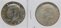 (2) 1969-D 40% Silver Kennedy Half Dollars.