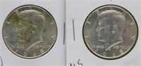 (2) 1968-D 40% Silver Kennedy Half Dollars.